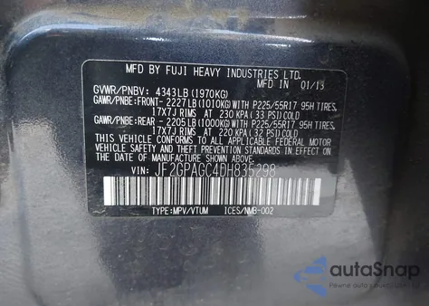 2013 Subaru Xv Crosstrek 2.0I Limited z USA, uszkodzony, nr VIN JF2GPAGC4DH835298